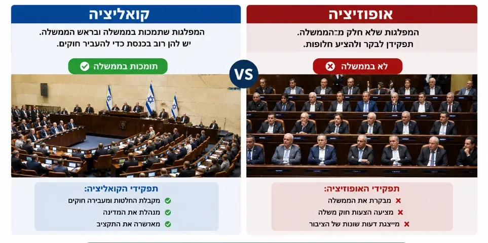 מה זה קואליציה ומה זה אופוזיציה? הסבר פשוט על הכנסת והממשלה