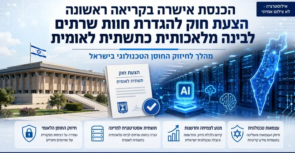 אושר בקריאה ראשונה: חוות שרתים ל-AI תוגדר כתשתית לאומית